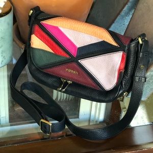 Fossil Preston small flap crossbody patchwork